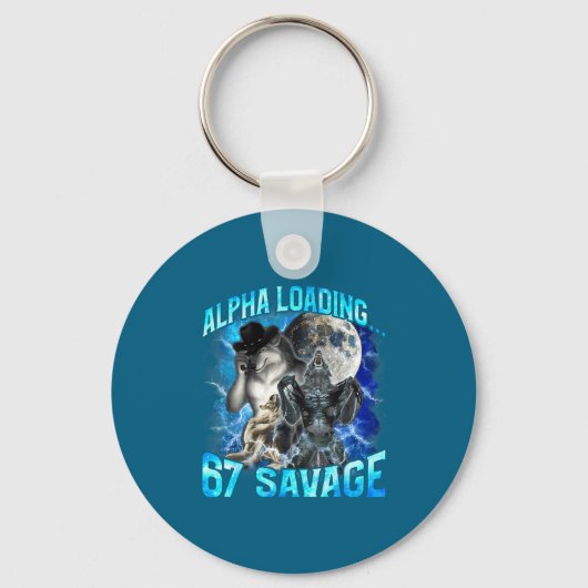 Alpha Wolf Loading 67 Percent Savage Funny Wolves  Sleutelhanger (Voorkant)
