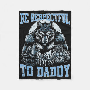 Alpha Wolf Wees respectvol voor papa Funny Meme Cr Fleece Deken