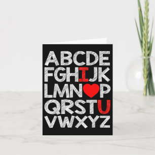 Alphabet ABC I Love U T Shirt Valentijnsdag Heart Kaart