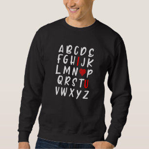 Alphabet Abc I Love You Printed Teacher Valentijns Trui