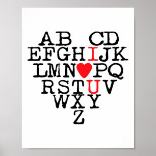 Alphabet Abc I Love You T Shirt Valentijnsdag Hea Poster