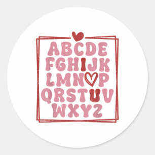 Alphabet Abc I Love You T Shirt Valentijnsdag Hea Ronde Sticker