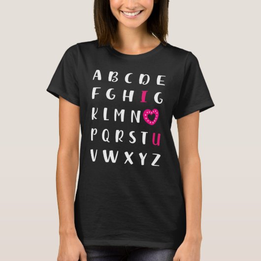 Alphabet ABC I Love You T-Shirt Valentines Day Hea (Devant)