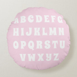 Alphabet Abc patroon roze witte reversibele crèche Rond Kussen