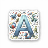Alphabet Adventure 'A' Sticker. Sticker (Voorkant)