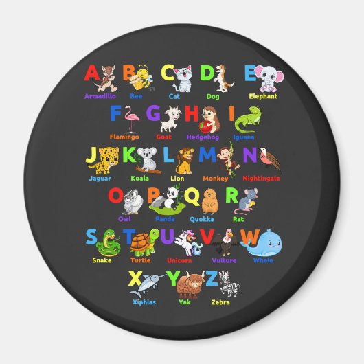 Alphabet Animal ABCs Cercle d'apprentissage Magnet (Devant)
