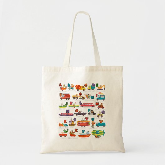 Alphabet Animal ABCs Learning Transport Lette Tote Bag (Voorkant)