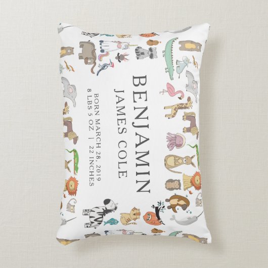 Alphabet animal | Coussin des statistiques de nais (Devant(Vertical))