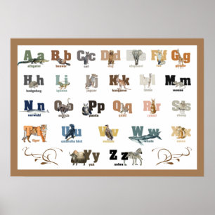 Alphabet Animal Poster de 28 x 20 pour la Nurserie