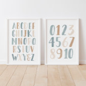 Alphabet bleu et chiffres Classe éducative