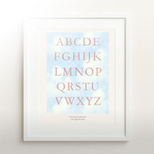 Alphabet – Blush Nursery ABC Muurkunst (28x35,5 cm