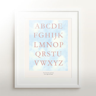 Alphabet – Blush Nursery ABC Muurkunst (28x35,5 cm Poster