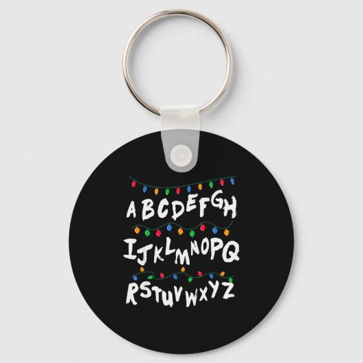 Alphabet Christmas Lights T Shirt Stranger Tee Gif Sleutelhanger (Voorkant)