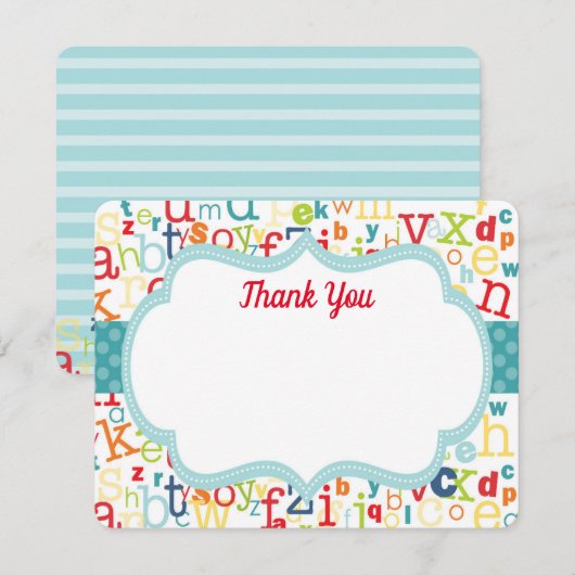 Alphabet coloré Merci note (Devant / Derrière)