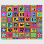 Alphabet Colorful Papier cadeau - Rouge bleu (Plat)