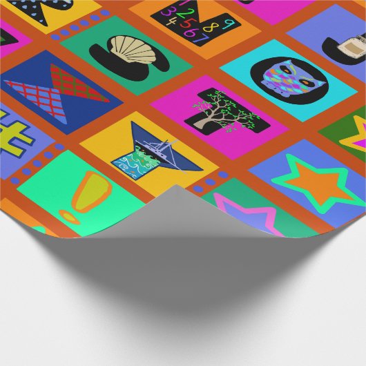 Alphabet Colorful Papier cadeau - Rouge bleu (Coin)