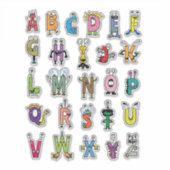 Alphabet Creatures Sticker Blad - ABC Stickers (Voorkant)