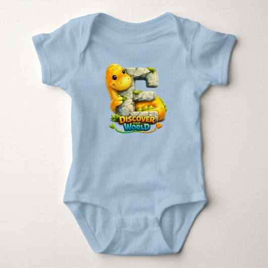 🦖🌍 Alphabet Dino “E” Bébé Body Manches Courtes � (Devant)