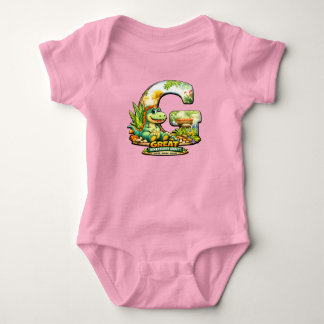 🦕💖 Alphabet Dino “G” Baby Jersey Bodysuit 👶✨
