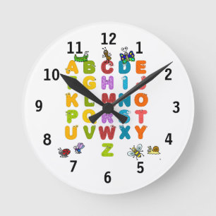 Alphabet et horloge murale d'insectes de jardin