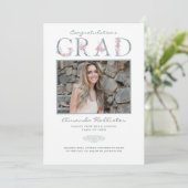 Alphabet floral - Faire-part de graduation photo (Debout devant)