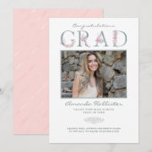 Alphabet floral - Faire-part de graduation photo (Devant / Derrière)