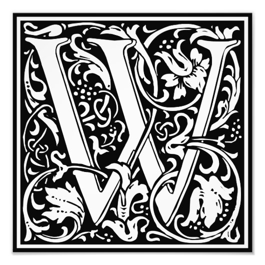 Alphabet floral Lettre monogramme W Photo Imprimer (Devant)