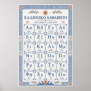 Alphabet grec bleu méditerranéen tableau helléniqu