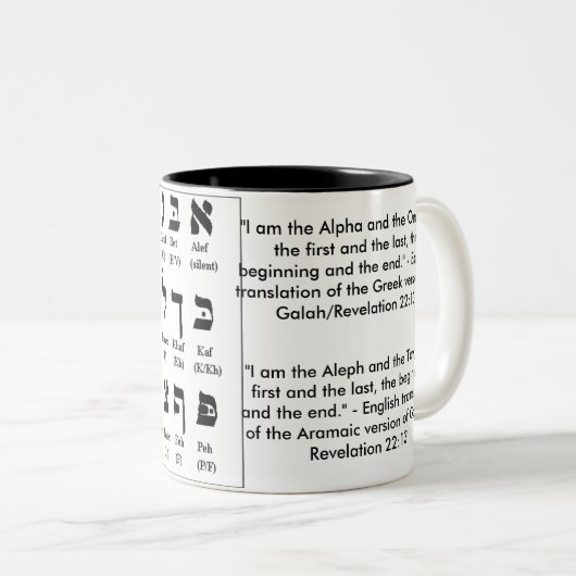 Alphabet hébreu (Alef/Aleph Bet) Mug (Devant droit)