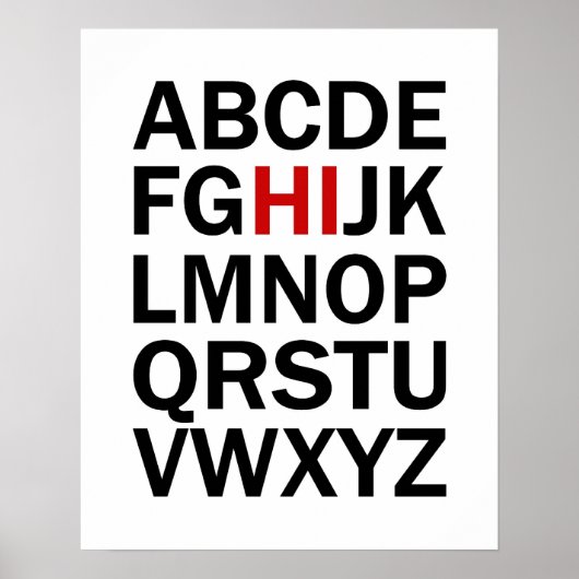 Alphabet HI, gedrukt of in zwart-wit en rood, post Poster (Voorkant)