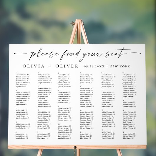 Alphabet jusqu'à 159 personnes Carte assise Acryli (Neutre)