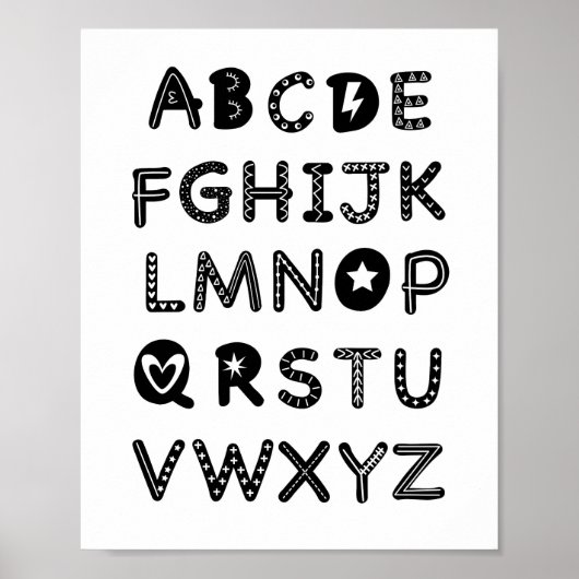 Alphabet Kwekerij Decor ABC Clipart Printable Poster (Voorkant)