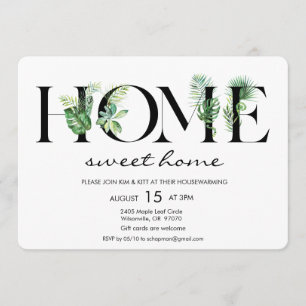 Alphabet Leaf Home Huisverwarming Uitnodiging