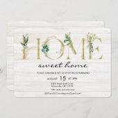 Alphabet Leaf Housewarming Uitnodiging (Voorkant / Achterkant)