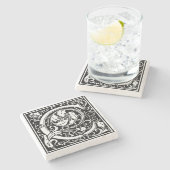 Alphabet Letter C  Stone Onderzetter (Zijkant)