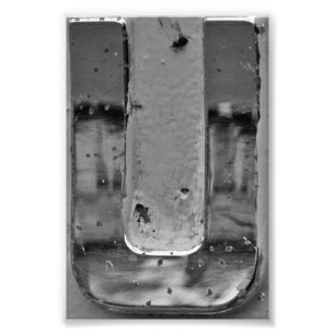 Alphabet Letter-fotografie U3 Black en White, 4x6 Foto Afdruk