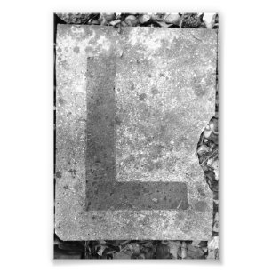 Alphabet Letter L Fotografie zwart-wit Foto Afdruk