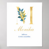 Alphabet letter M Wall poster Name and Betekenis (Voorkant)
