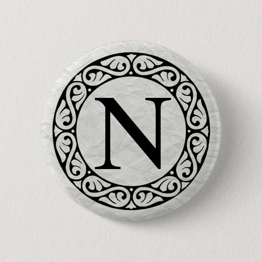 Alphabet Letter Nu Ronde Button 5,7 Cm (Voorkant)