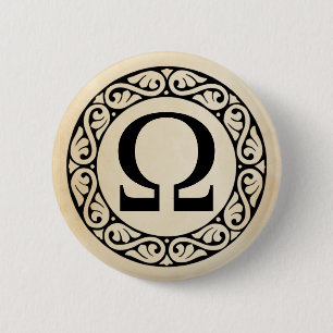 Alphabet Letter Omega Ronde Button 5,7 Cm