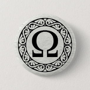 Alphabet Letter Omega Ronde Button 5,7 Cm