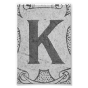 Alphabet Letter Photography K2 Black en White 4x6 Foto Afdruk