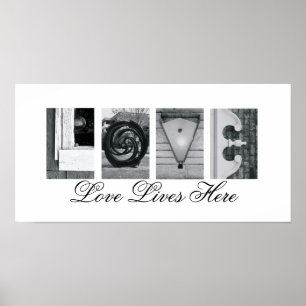 Alphabet Letter Photography Love Lives here 10x20 Poster