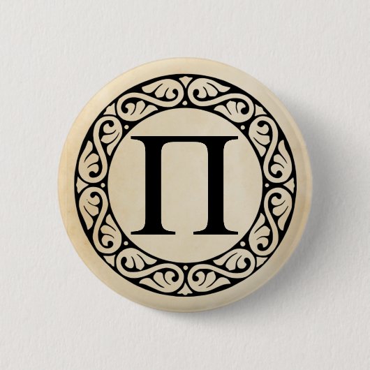 Alphabet Letter Pi Ronde Button 5,7 Cm (Voorkant)