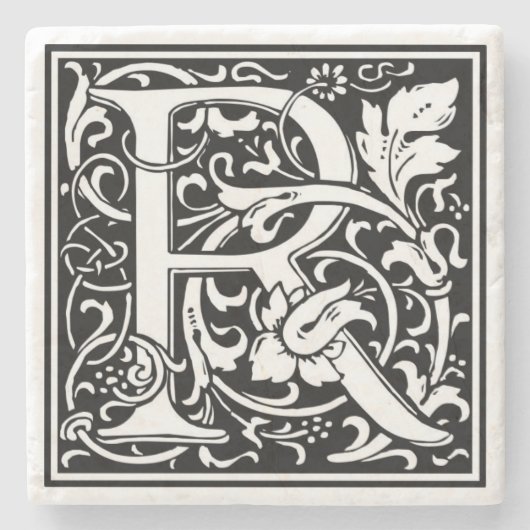 Alphabet Letter R  Stone Onderzetter (Voorkant)