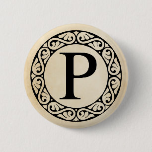 Alphabet Letter Rho Ronde Button 5,7 Cm
