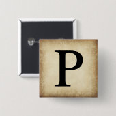 Alphabet Letter Rho Vierkante Button 5,1 Cm (Voorkant /achterkant)