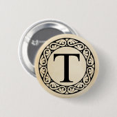 Alphabet Letter Tau Ronde Button 5,7 Cm (Voorkant /achterkant)