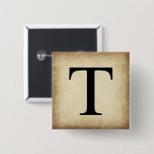 Alphabet Letter Tau Vierkante Button 5,1 Cm (Voorkant /achterkant)