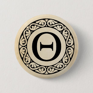 Alphabet Letter Theta Ronde Button 5,7 Cm